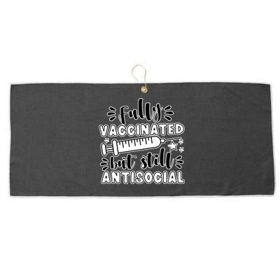 Fully Vaccinated But Still Antisocial Large Microfiber Waffle Golf Towel