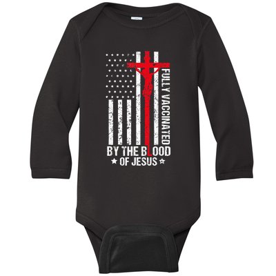 Fully Vaccinated By The Blood Of Jesus Christian Baby Long Sleeve Bodysuit