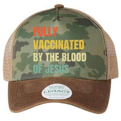 FULLY VACCINATED BY THE BLOOD OF JESUS (1) Legacy Tie Dye Trucker Hat