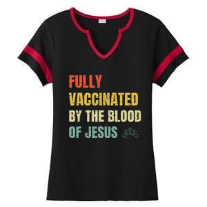 FULLY VACCINATED BY THE BLOOD OF JESUS (1) Ladies Halftime Notch Neck Tee