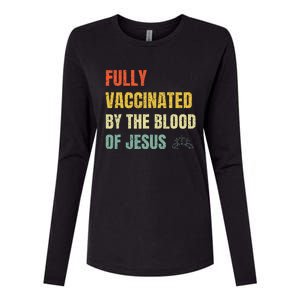 FULLY VACCINATED BY THE BLOOD OF JESUS (1) Womens Cotton Relaxed Long Sleeve T-Shirt