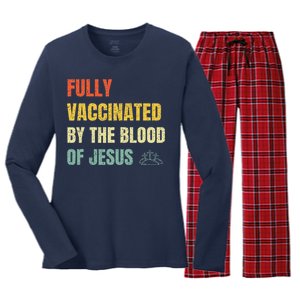 FULLY VACCINATED BY THE BLOOD OF JESUS (1) Women's Long Sleeve Flannel Pajama Set 