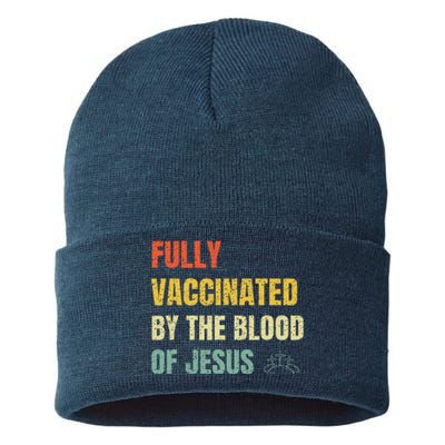 FULLY VACCINATED BY THE BLOOD OF JESUS (1) Sustainable Knit Beanie