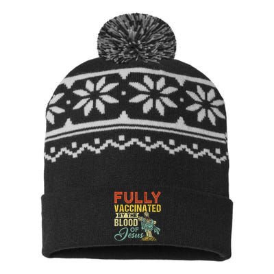 Fully Vaccinated By The Blood Of Jesus Funny Christian USA-Made Snowflake Beanie