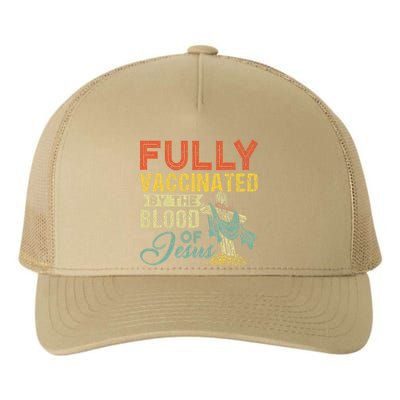 Fully Vaccinated By The Blood Of Jesus Funny Christian Yupoong Adult 5-Panel Trucker Hat