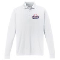 Funny Vintage Baseball Daddy Of The Rookie Performance Long Sleeve Polo