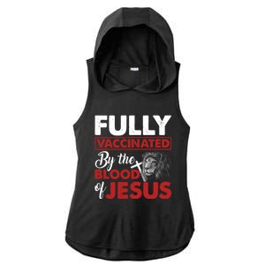 Fully Vaccinated By The Blood Of Jesus Lion God Christian 12 Ladies PosiCharge Tri-Blend Wicking Draft Hoodie Tank