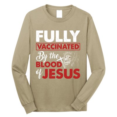 Fully Vaccinated By The Blood Of Jesus Lion God Christian 12 Long Sleeve Shirt