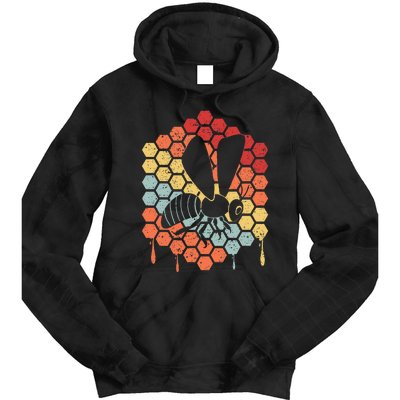 Funny Vintage Bee Art Beekeeping Lovers Tie Dye Hoodie