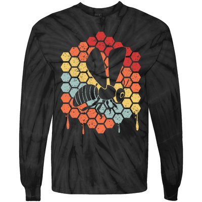 Funny Vintage Bee Art Beekeeping Lovers Tie-Dye Long Sleeve Shirt