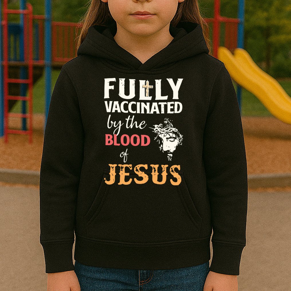 Fully Vaccinated By The Blood Of Jesus Kids Hoodie