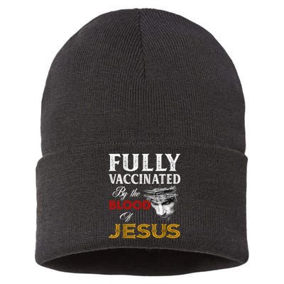 Fully Vaccinated By The Blood Of Jesus TShirt Sustainable Knit Beanie