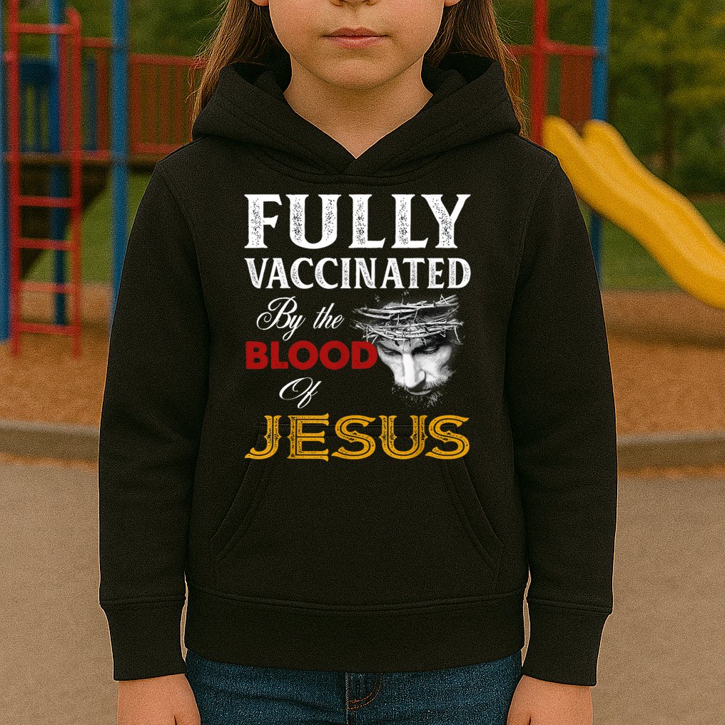 Fully Vaccinated By The Blood Of Jesus TShirt Kids Hoodie