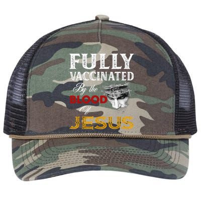 Fully Vaccinated By The Blood Of Jesus TShirt Retro Rope Trucker Hat Cap