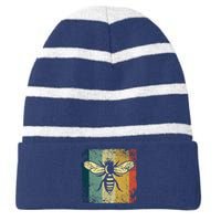 Funny Vintage Bee Designs For Honey Beekeeping Bee Striped Beanie with Solid Band