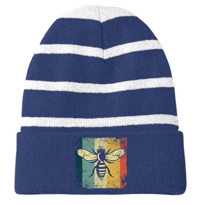 Funny Vintage Bee Designs For Honey Beekeeping Bee Striped Beanie with Solid Band