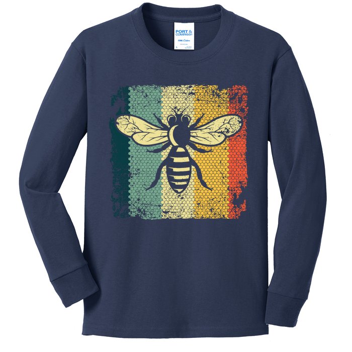 Funny Vintage Bee Designs For Honey Beekeeping Bee Kids Long Sleeve Shirt