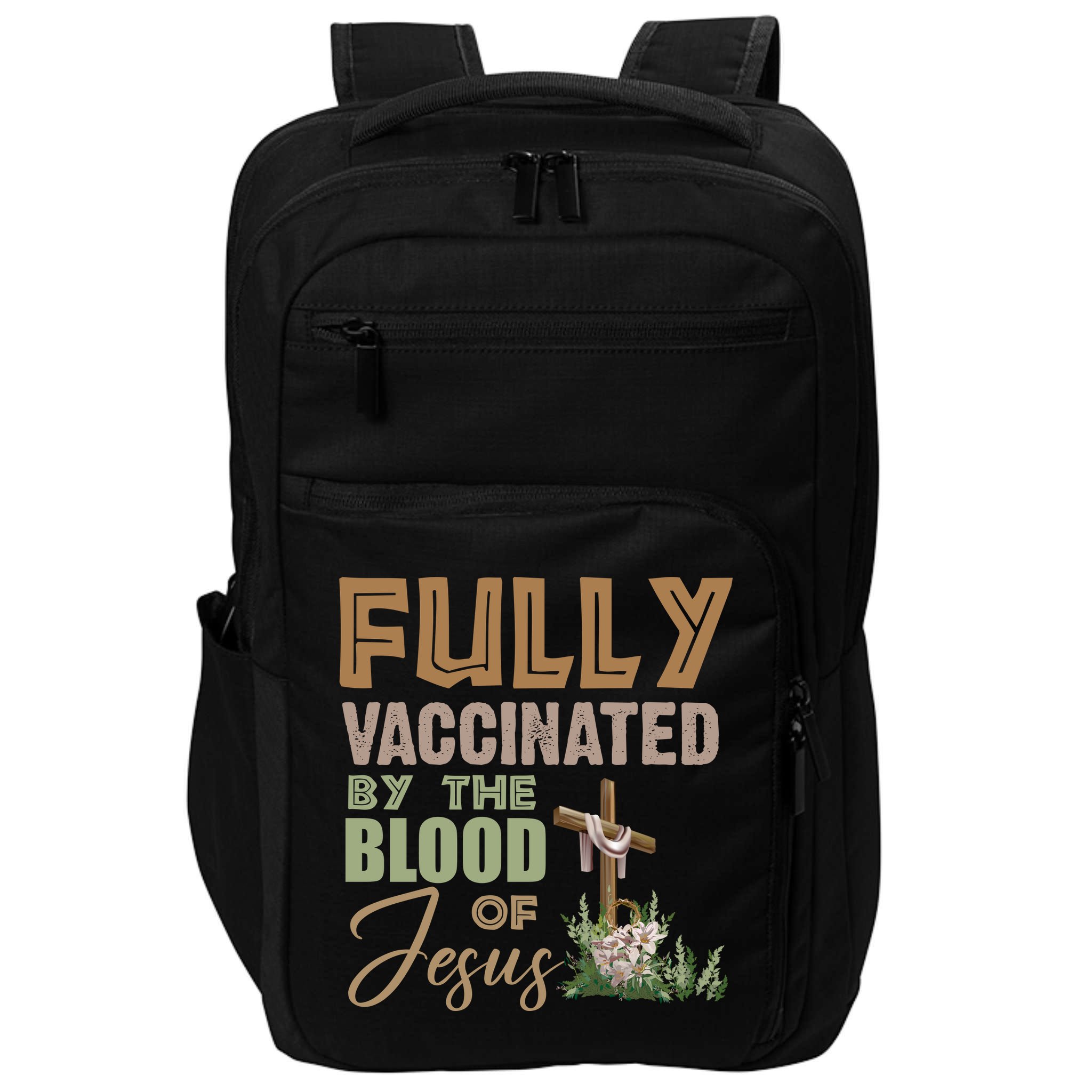 Fully Vaccinated By The Blood Of Jesus Impact Tech Backpack