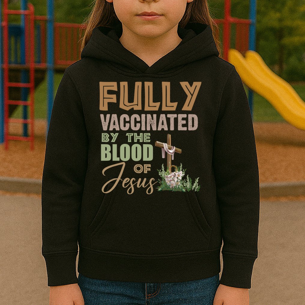 Fully Vaccinated By The Blood Of Jesus Kids Hoodie