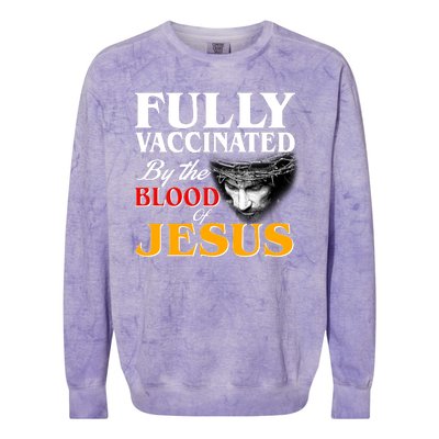 Fully Vaccinated By The Blood Of Jesus Colorblast Crewneck Sweatshirt