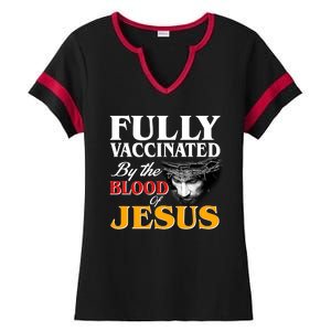 Fully Vaccinated By The Blood Of Jesus Ladies Halftime Notch Neck Tee