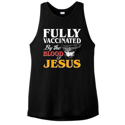 Fully Vaccinated By The Blood Of Jesus Ladies PosiCharge Tri-Blend Wicking Tank