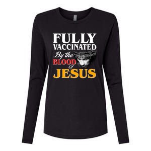 Fully Vaccinated By The Blood Of Jesus Womens Cotton Relaxed Long Sleeve T-Shirt