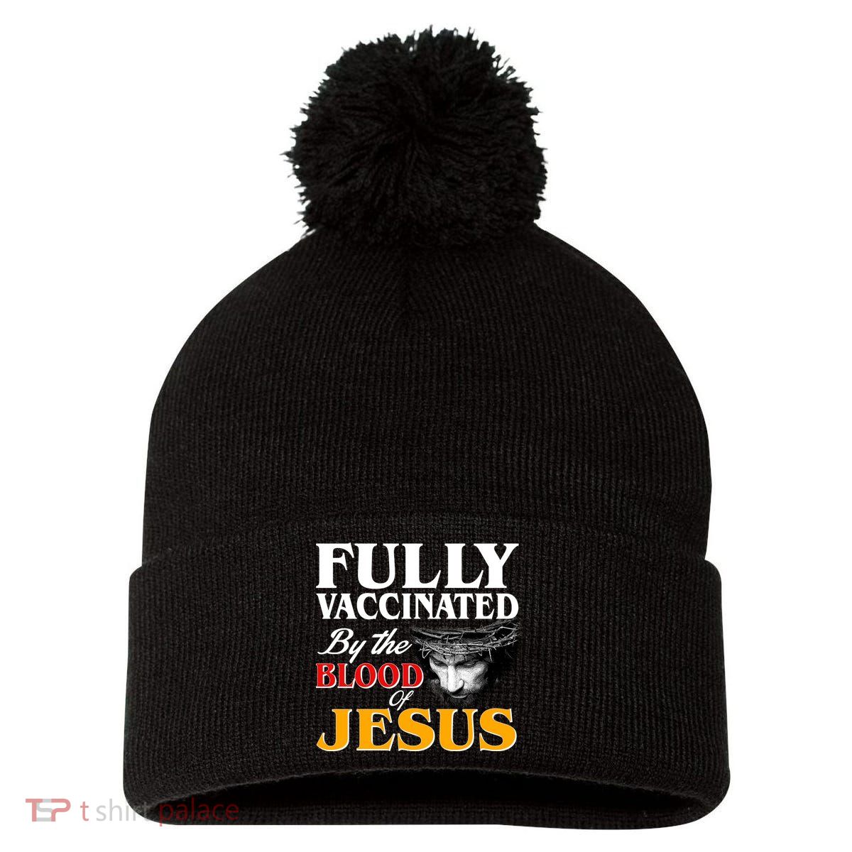 Fully Vaccinated By The Blood Of Jesus Pom Pom 12in Knit Beanie