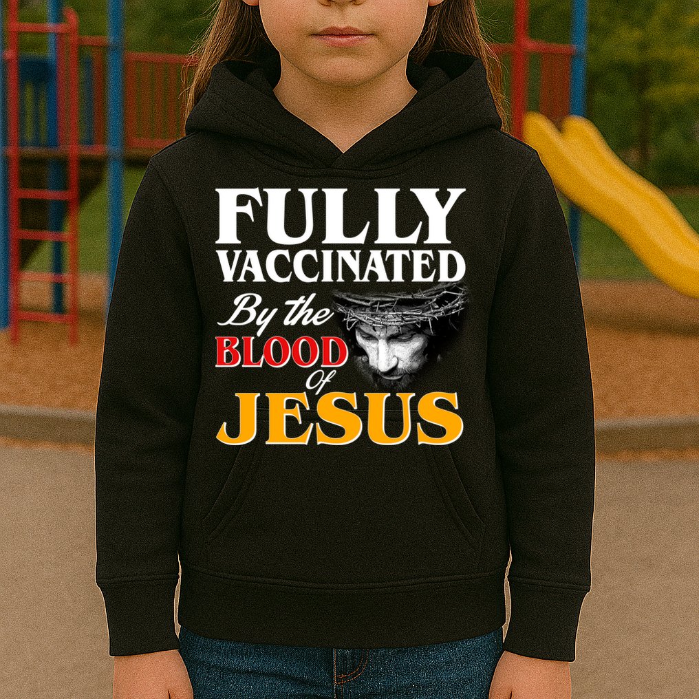 Fully Vaccinated By The Blood Of Jesus Kids Hoodie