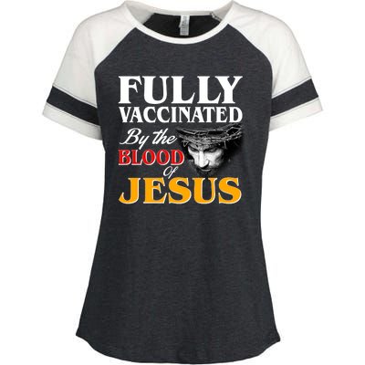 Fully Vaccinated By The Blood Of Jesus Enza Ladies Jersey Colorblock Tee