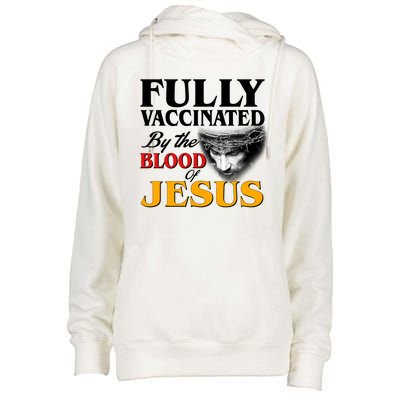 Fully Vaccinated By The Blood Of Jesus Womens Funnel Neck Pullover Hood