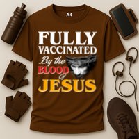Fully Vaccinated By The Blood Of Jesus Cooling Performance Crew T-Shirt