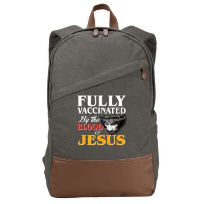 Fully Vaccinated By The Blood Of Jesus Cotton Canvas Backpack