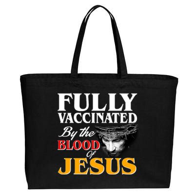 Fully Vaccinated By The Blood Of Jesus Cotton Canvas Jumbo Tote