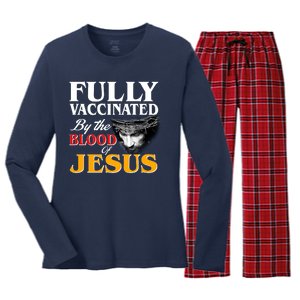 Fully Vaccinated By The Blood Of Jesus Women's Long Sleeve Flannel Pajama Set 