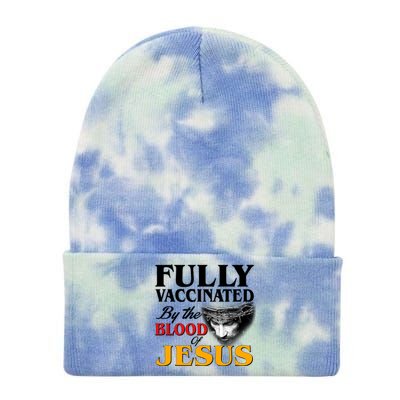 Fully Vaccinated By The Blood Of Jesus Tie Dye 12in Knit Beanie