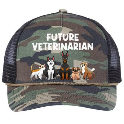 Future Veterinarian Boy Girl Veterinary Assistant Technician Retro Rope Trucker Hat Cap