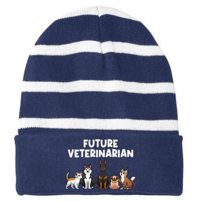 Future Veterinarian Boy Girl Veterinary Assistant Technician Striped Beanie with Solid Band