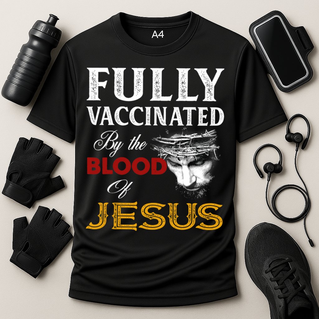 Fully Vaccinated By The Blood Of Jesus Cute Gift Cooling Performance Crew T-Shirt
