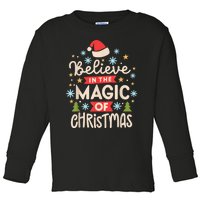 Funny Vintage Believe In The Magic Of Christmas Toddler Long Sleeve Shirt