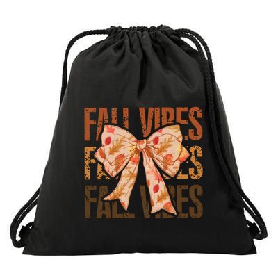 Fall Vibes Bow Coquette Autumn Drawstring Bag