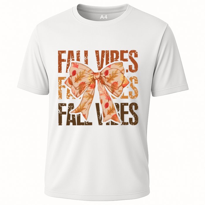 Fall Vibes Bow Coquette Autumn Cooling Performance Crew T-Shirt