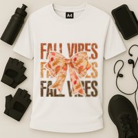 Fall Vibes Bow Coquette Autumn Cooling Performance Crew T-Shirt