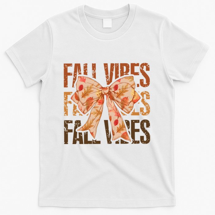 Fall Vibes Bow Coquette Autumn T-Shirt