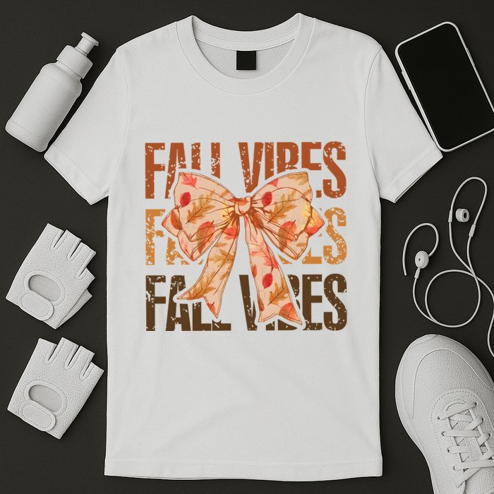Fall Vibes Bow Coquette Autumn T-Shirt