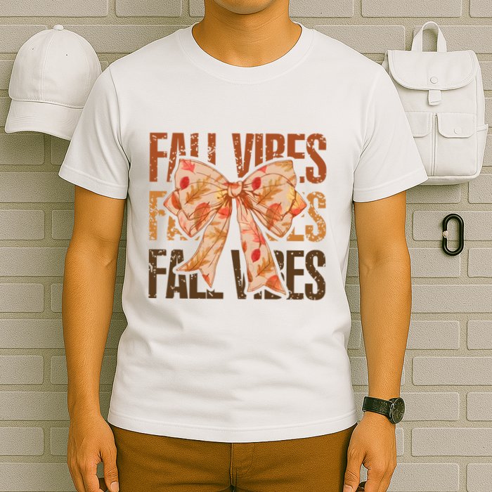 Fall Vibes Bow Coquette Autumn T-Shirt