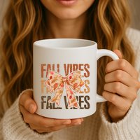 Fall Vibes Bow Coquette Autumn Coffee Mug
