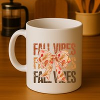 Fall Vibes Bow Coquette Autumn Coffee Mug