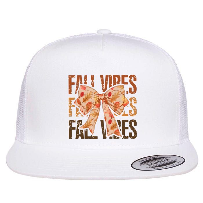 Fall Vibes Bow Coquette Autumn Flat Bill Trucker Hat