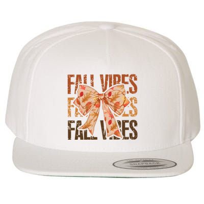 Fall Vibes Bow Coquette Autumn Wool Snapback Cap